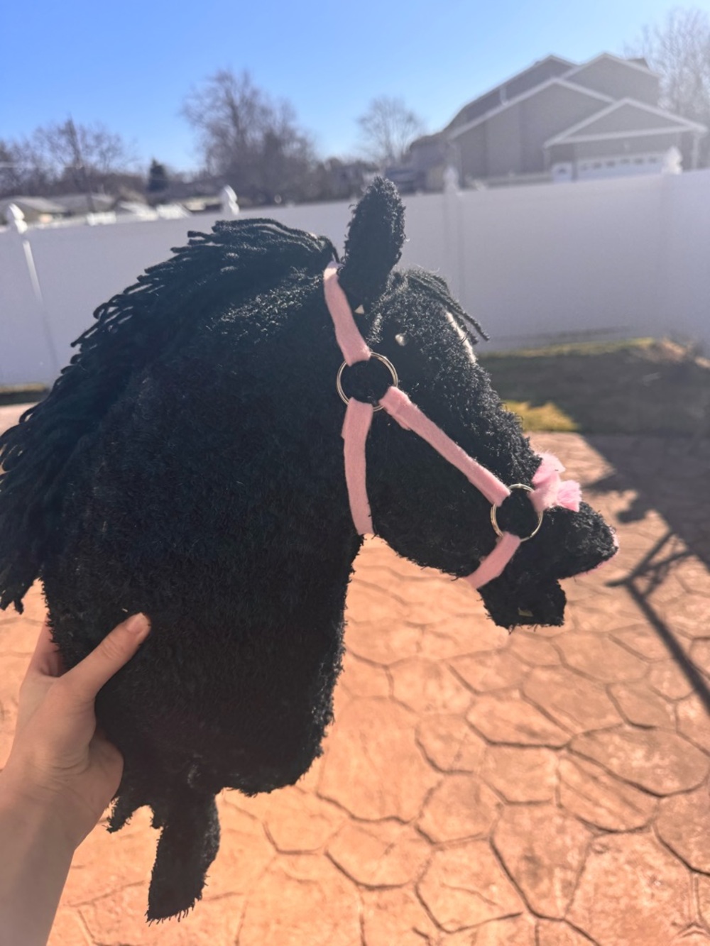 Handmade hobby horse with bridle